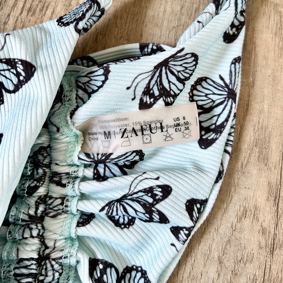 ZAFUL turquoise butterfly bikini set size 6. - Picture 3 of 11